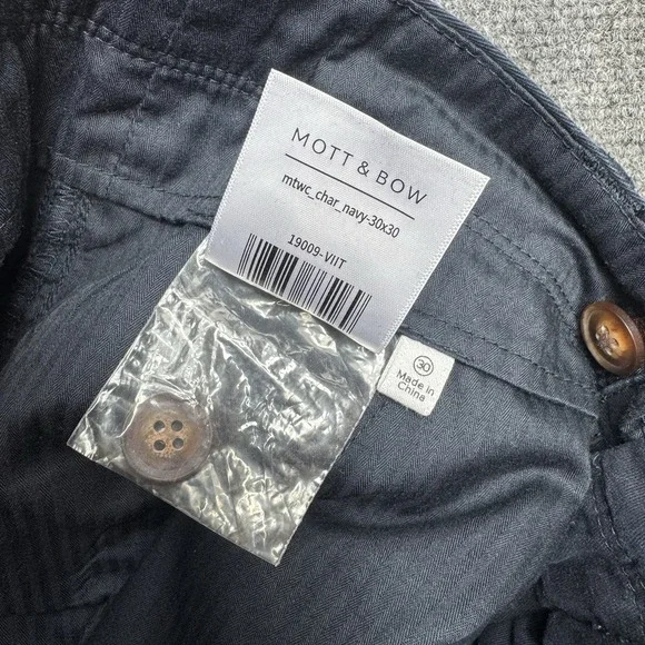 Mott & Bow Mens 30x30 Navy Stretch Chino Pants Slim Fit Cotton Elastane